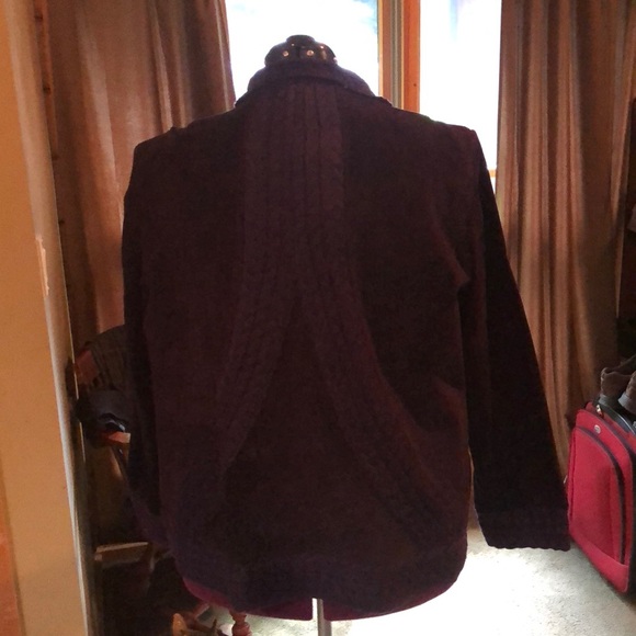 Coldwater Creek cable knit and suede jacket - Picture 2 of 6